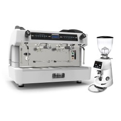 Fiamma Compass 2 Double Boiler Tall Cup Espresso Coffee Machine, 2 группы + кофемолка Fiorenzato F64E, белый - 1