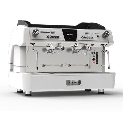 Fiamma Compass 2 Multiboiler Tall Cup Espresso Coffee Machine, 2 Groups, White - Fiamma
