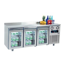 Frenox CGN3-G Horizontal Type Glass Door Undercounter Refrigerator, 3 Doors - Frenox
