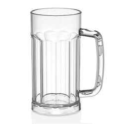 GastroCups Beer Glass with Handle, 580 ml, Polycarbonate, Clear - GastroCups