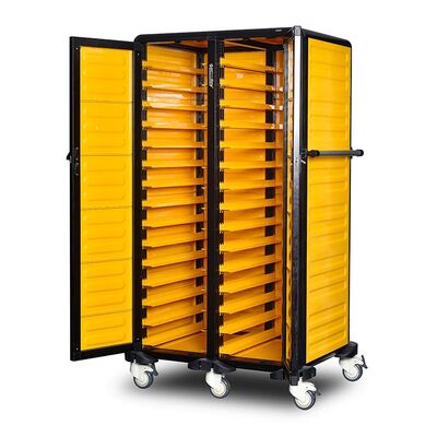 Gastrolley 150 İkili Servis Tepsi Arabası, 2 Yanı ve Arkası Kapalı, Kapılı, 101x75x174 cm - 1