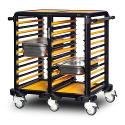 Gastrolley 75 İkili Gastronorm Küvet Taşıma Arabası, Etrafı Açık, 93x71x99 cm - Thumbnail