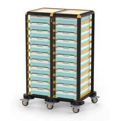 Gastrolley Double Thermo Tray Trolley, 9+9 Tray Capacity, Open Around - Gastrolley