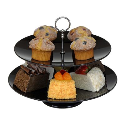 Bora Plastik Yuvarlak Gastronomi Teşhir Tepsisi, 2 Katlı, 30x35 cm - 1