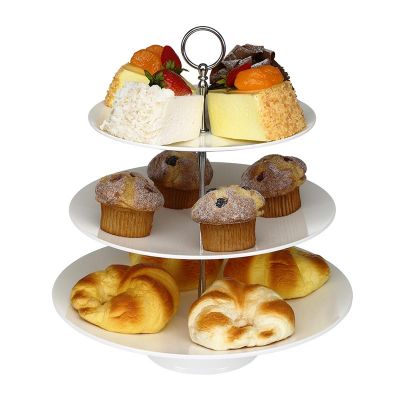 Bora Plastik Yuvarlak Gastronomi Teşhir Tepsisi, 3 Katlı, 25x30x35 cm - 1