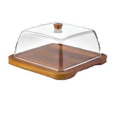 GastroPlast GF-18/BR Polikarbon Ahşap İroko Fanus, 280x280 mm - 1