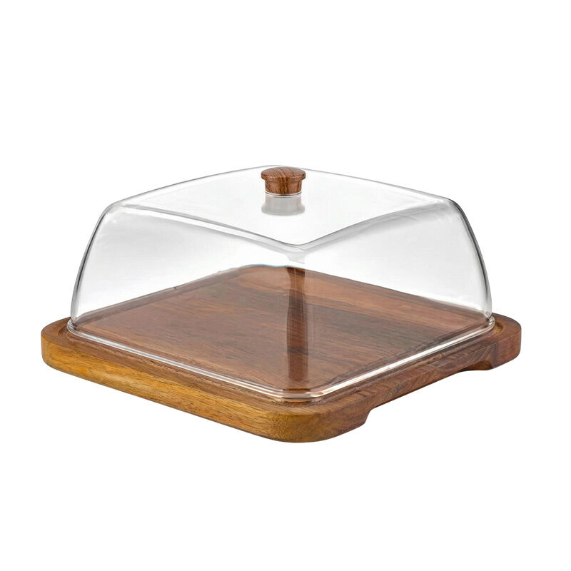 GastroPlast GF-18/BR Polikarbon Ahşap İroko Fanus, 280x280 mm - GastroPlast