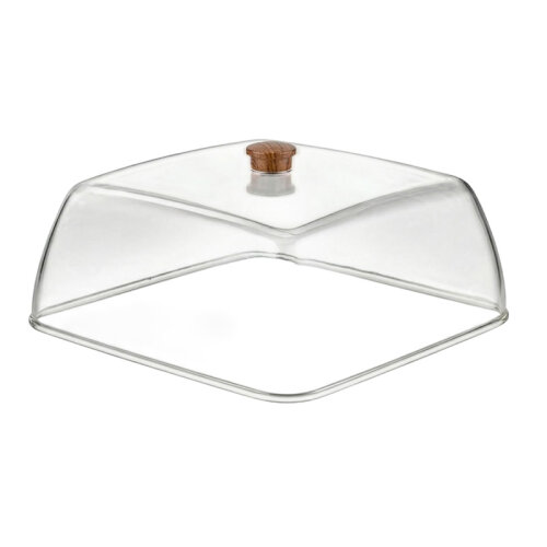 GastroPlast GF-18/BR Polycarbonate Wooden Iroko Fan, 280x280 mm - GastroPlast