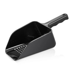 GastroPlast GISHB-03 Polycarbonate Perforated Shovel, 1200 ml, Black - GastroPlast