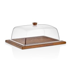 GastroPlast GN 1/1 Polycarbonate Fan, Brown Handle - 2