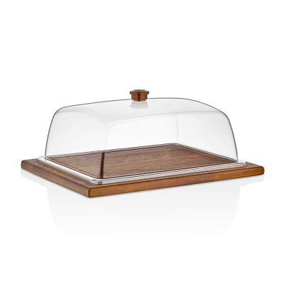 GastroPlast GN 1/1 Polycarbonate Fan, Brown Handle - GastroPlast