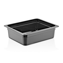 GastroPlast GN 1/2-100 mm Gastronorm Küvet, Polikarbon, Siyah 