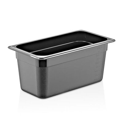 GastroPlast GN 1/3-150 mm Gastronorm Küvet, Polikarbon, Siyah - 1