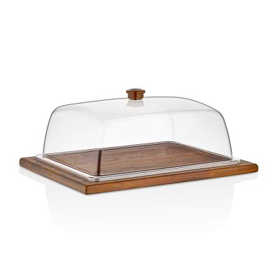 GastroPlast GN 1/3 Polycarbonate Fan, Brown Handle - GastroPlast