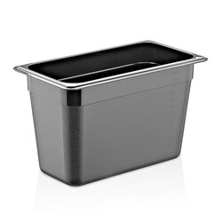 GastroPlast GN 1/4-200 mm Gastronorm Küvet, Polikarbon, Siyah 