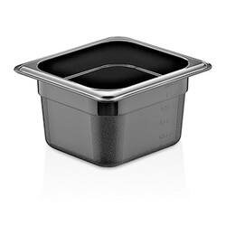 GastroPlast GN 1/6-100 mm Polycarbonate Gastronorm Bathtub, Black - GastroPlast
