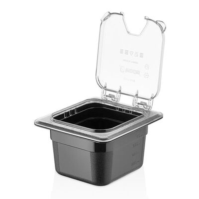 GastroPlast GN 1/6 Menteşeli Gastronorm Küvet Kapağı, Açık Köşeli, Polikarbon - 1