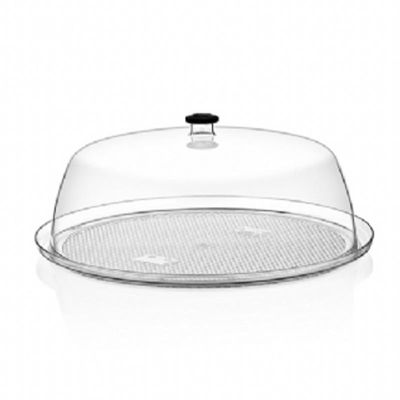 GastroPlast Polikarbonat Yuvarlak Fanus, 35 cm, Siyah Kulplu - 2