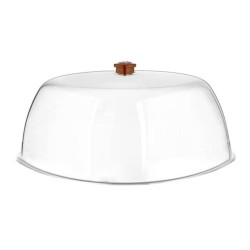 GastroPlast Round Polycarbonate Fan, 35 cm, Brown Handle - 1