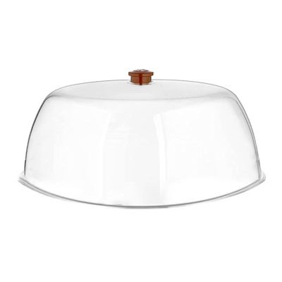 GastroPlast Round Polycarbonate Fan, 35 cm, Brown Handle - GastroPlast