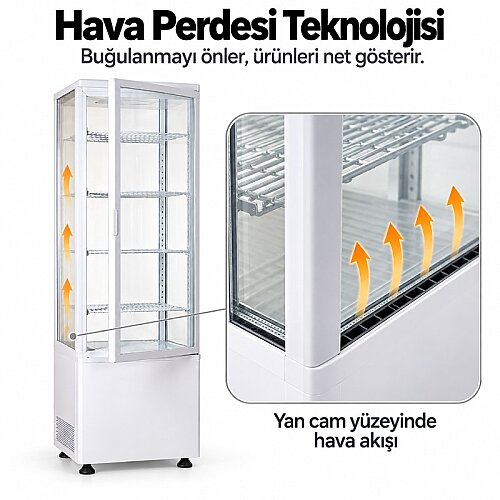 Gtech RT215C Hava Perdeli Dik Tip Köşeli Soğuk Teşhir Ünitesi, 215 L, Beyaz - 2