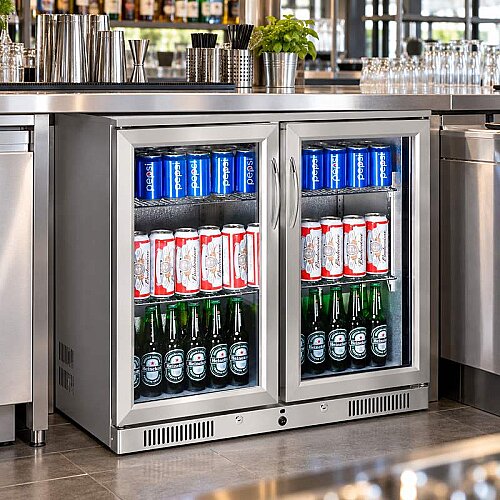 Gtech SC-208F-S Paslanmaz Çelik Kasa Bar Arkası Şişe Soğutucu Dolap, 2 Kapılı, 228 L - 3