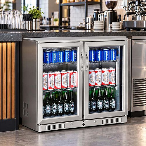Gtech SC-208F-S Paslanmaz Çelik Kasa Bar Arkası Şişe Soğutucu Dolap, 2 Kapılı, 228 L - 4