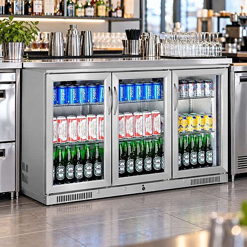 Gtech SC-338F-S Behind Bar Bottle Cooler Cabinet, 3 Doors, Stainless Steel Case, 338 L - 3
