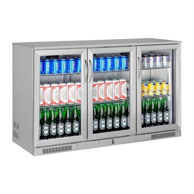 Gtech SC-338F-S Шкаф для охлаждения бутылок за барной стойкой, 3 двери, корпус из нержавеющей стали, 338 л - Gtech