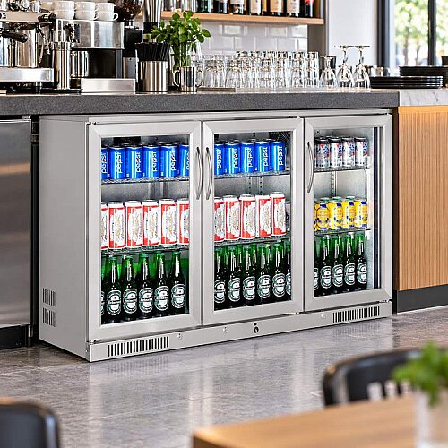 Gtech SC-338F-S Шкаф для охлаждения бутылок за барной стойкой, 3 двери, корпус из нержавеющей стали, 338 л - 4