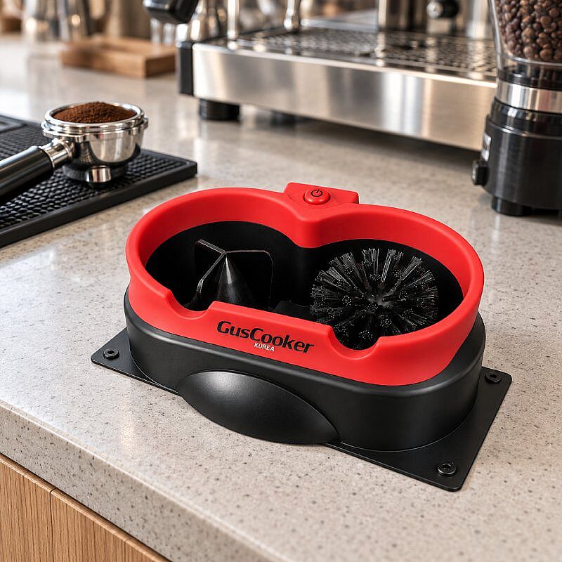 GusCooker CL2 Tezgaha Monte Otomatik Portafiltre Temizleyici, Kırmızı - GusCooker