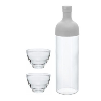 Hario FIHU-2012-PGR-EX Demleme Şişesi ve Bardak Seti, 750 ml, Gri - 1