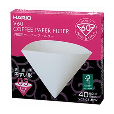 Hario VCF-03-40W V60 03 Dripper Filtresi, 40 Adet - 1