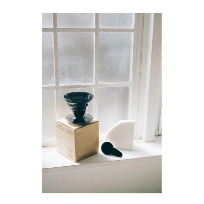 Hario VD-02TB-UEX V60 02 Plastic Dripper and Filter Paper Set of 40, Black - Hario