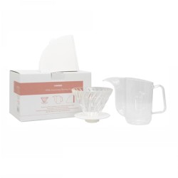Hario VDAP-02-BLM 100th Anniversary Brewing Kit (V60 02 Glass Dripper + AIR Kettle + Filter Paper) - 1