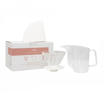 Hario VDAP-02-BLM 100th Anniversary Brewing Kit (V60 02 Glass Dripper + AIR Kettle + Filter Paper) - Hario