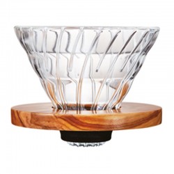 Hario VDG-02-OV V60 02 Glass Dripper with Wooden Base - Hario