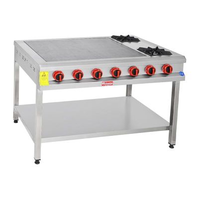 Himaksan HMK-BZTBOG 120 CE Taban Raflı 2 Ocaklı Bazlama Ocağı, LPG - 1