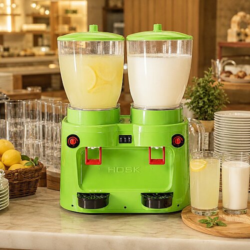 Hosk Elite Çift Hazneli Ayran ve Şerbet Dispenseri, 2x20 L, Yeşil - Hosk (1)