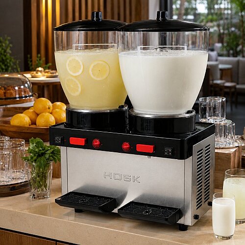 Hosk Специальный автомат для айрана и лимонада, 2х20 л, Inox - 3