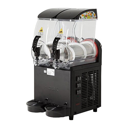 Hosk Işıklı Kapaklı Ice Slush Makinesi, 2x12 L, Siyah - Hosk