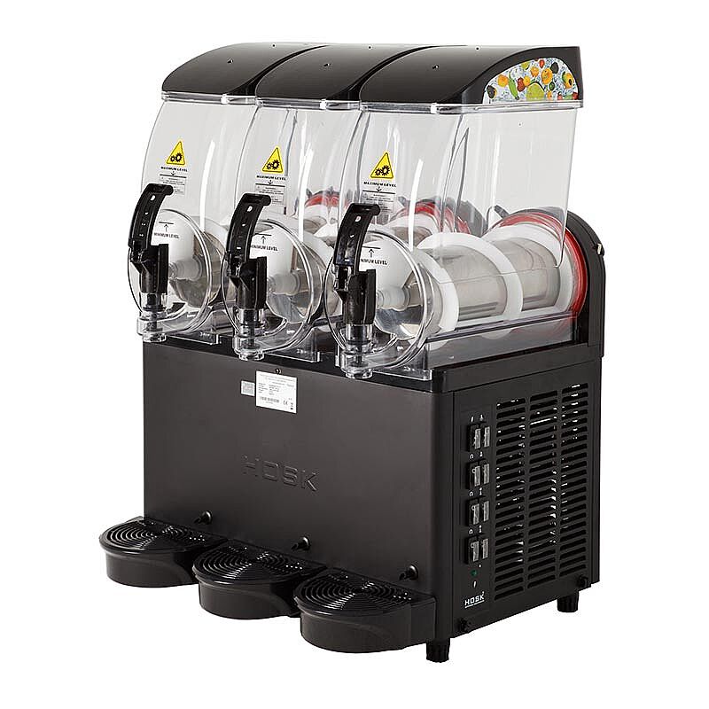 Hosk Işıklı Kapaklı Ice Slush Makinesi, 3x12 L, Siyah - Hosk