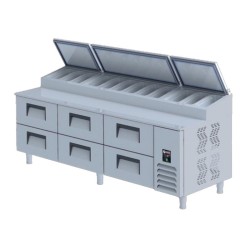 Iceinox PTS.L.800 Pizza Preparation Cabinet with Drawers, 237x81x109 cm - Iceinox