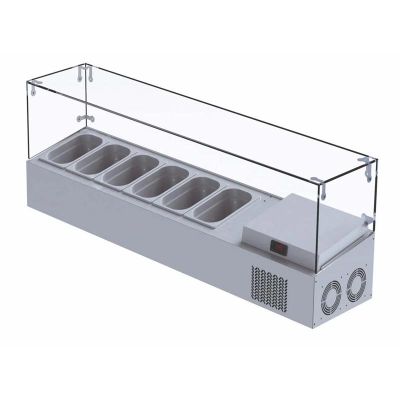 Iceinox VTP.250.GL.1 Set Üstü Camlı Saladbar, 250x34x45 cm - 1