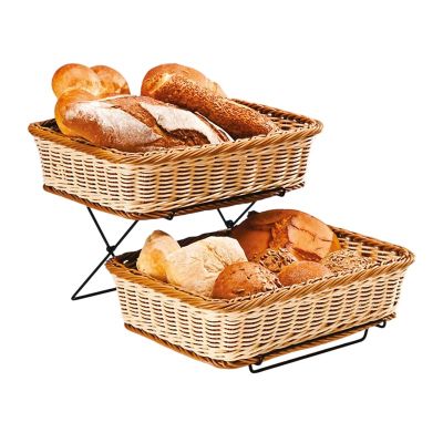 Zicco B-RE3009 Standlı Hasır Ekmek Sepeti, 2 Katlı, 27x36x9 cm - 1