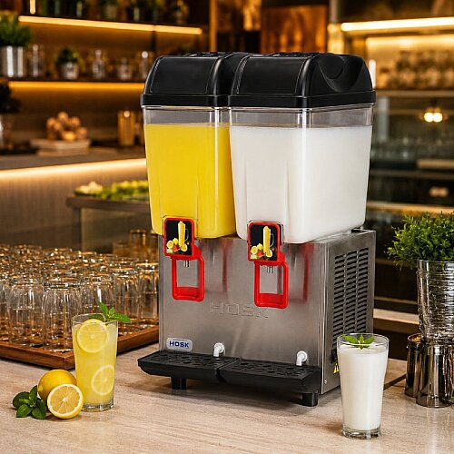 Hosk DS20 Çift Hazneli Şerbet+Ayran Dispenseri, 2x20 L, Inox - 3