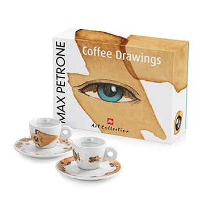 illy Art Collection 2018 Max Petrone Espresso 2-Piece Cup Set, 60 cc - illy