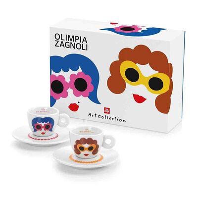illy Art Collection 2019 Olimpia Zagnoli Cappuccino 2’li Fincan Takımı, 170 cc - 1