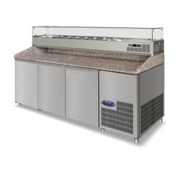 İzmak PRC-250 طاولة تحضير البيتزا ذات سطح ثابت مع شاشة عرض باردة، كهربائية - İzmak