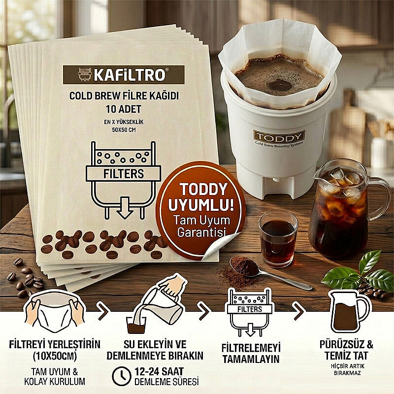 Kafiltro Cold Brew Filtre Kahve Kağıdı, 50x50 cm, 10 Adet - Kafiltro